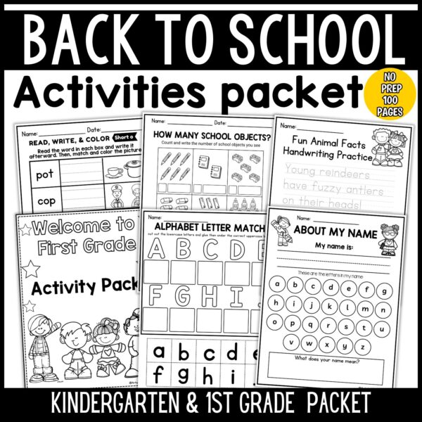 First Grade Worksheets  Printable Math worksheet - Literacy Activities NO PREP Worksheet Phonics - Teacher Resources Back To School