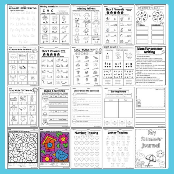 Kindergarten - Summer Review - Worksheets - Printable - Homeschool Engaging and FUN resources learning Summer season Teacher Resources - Image 3