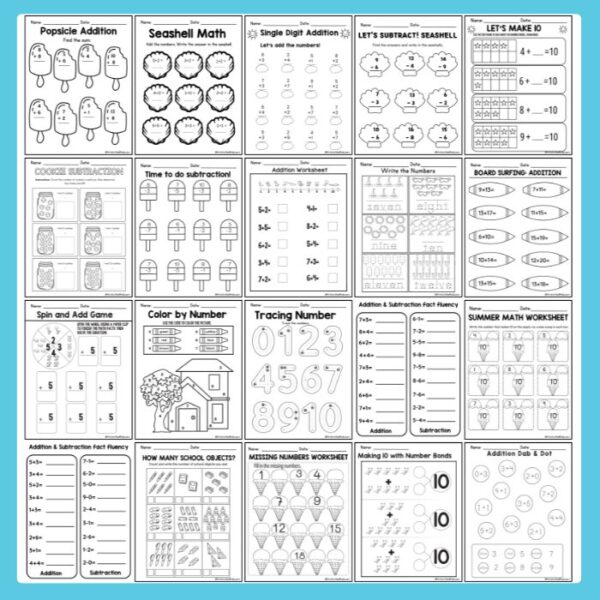 Kindergarten - Summer Review - Worksheets - Printable - Homeschool Engaging and FUN resources learning Summer season Teacher Resources - Image 5