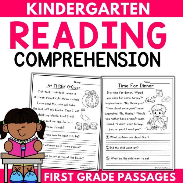 50 Kindergarten 1st grade Reading Comprehension Passages worksheets Set 1