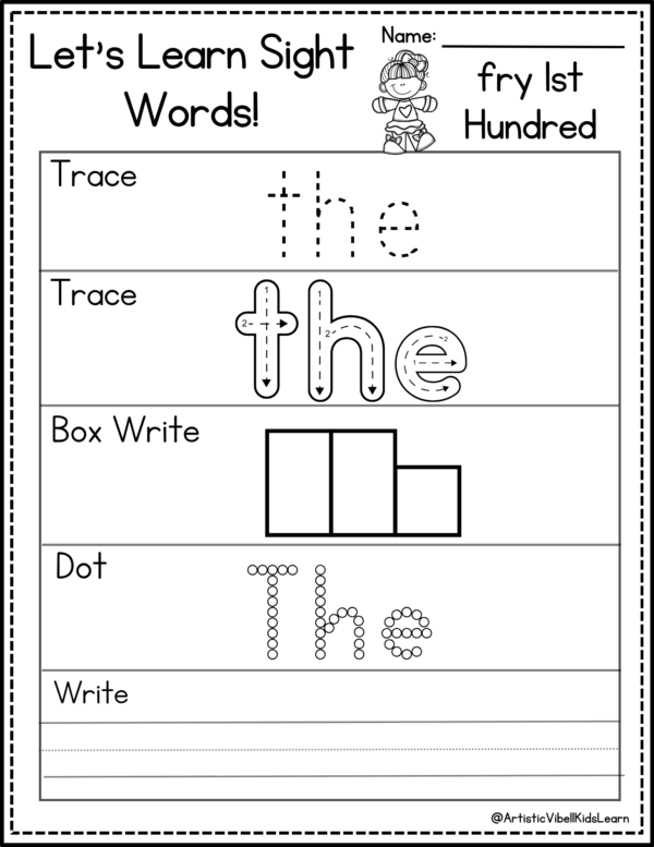 Sight Word Practice Activity Worksheets for High Frequency Words Spelling - Image 3