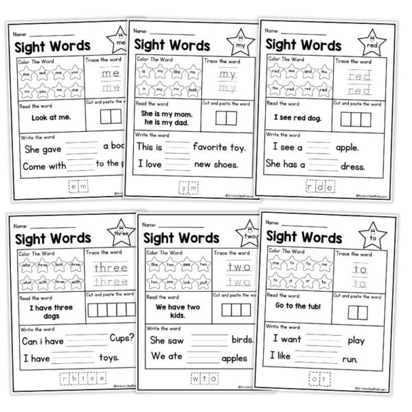 40 Printable Let's Learn Fry 1st Forty Sight Words Worksheets. Kindergarten-1st Grade - Image 2