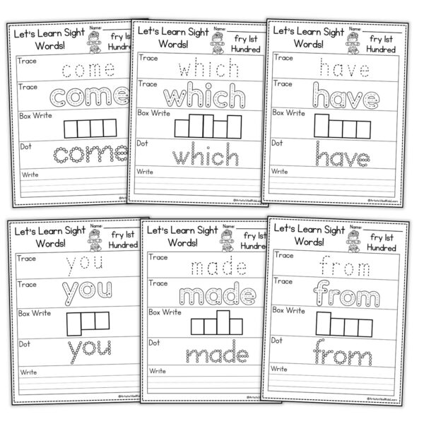 Sight Word Practice Activity Worksheets for High Frequency Words Spelling - Image 2