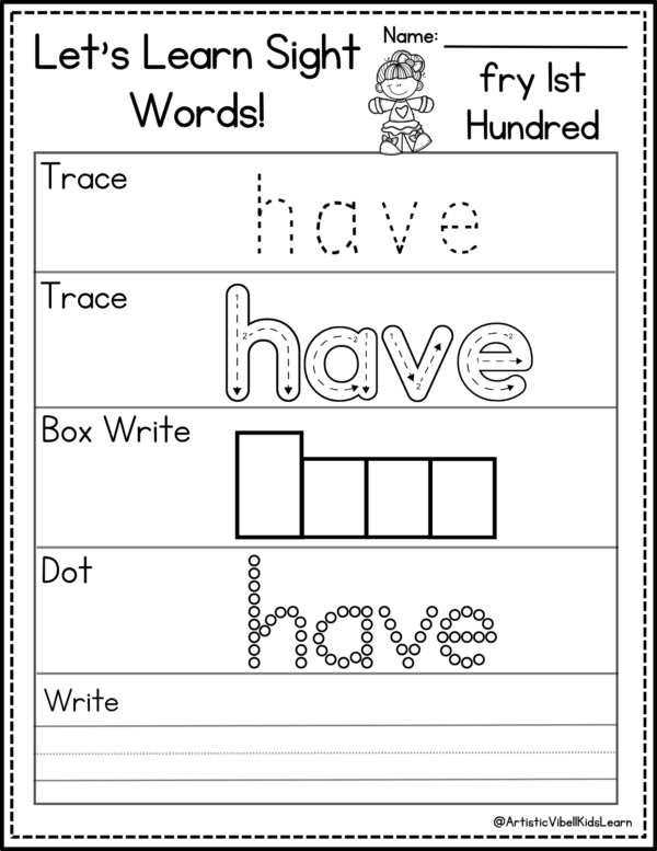 Sight Word Practice Activity Worksheets for High Frequency Words Spelling - Image 4