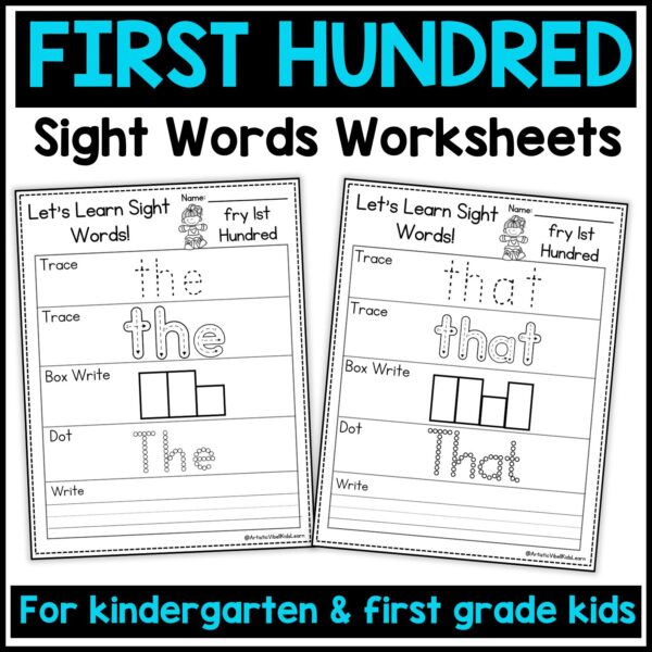 Sight Word Practice Activity Worksheets for High Frequency Words Spelling